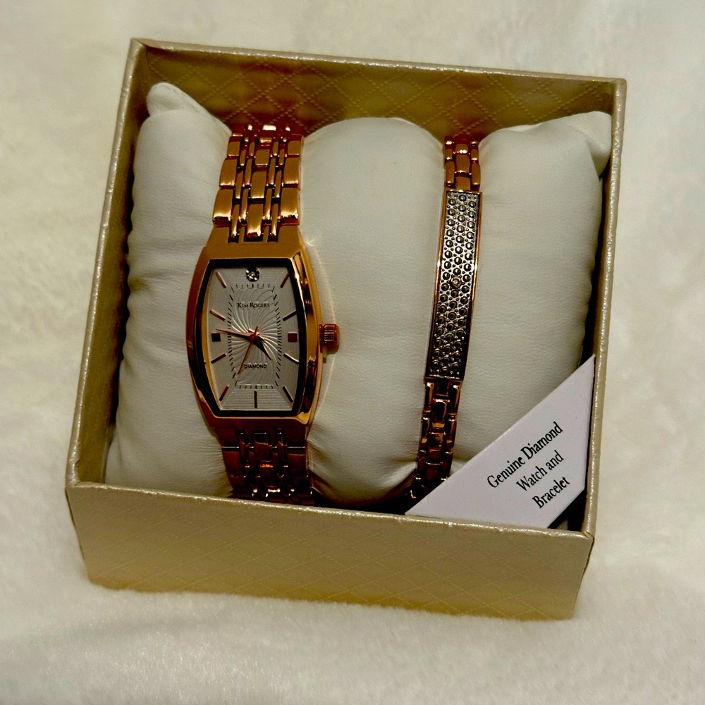 Genuine Diamond Watch and Bracelet